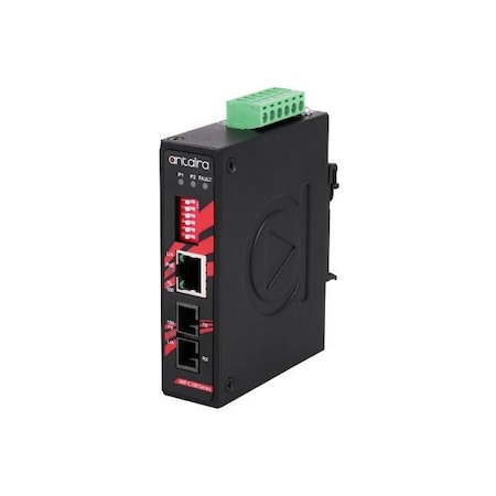 Compact 10/100TX To 100FX Industrial PoE+ Media Converter, Multi-Mode 2KM, SC Connector